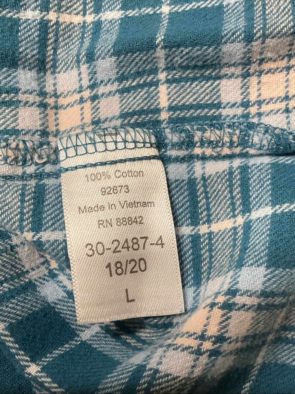 Woman Within Teal Plaid Flannel with Applied Quilt - Picture 8 of 8